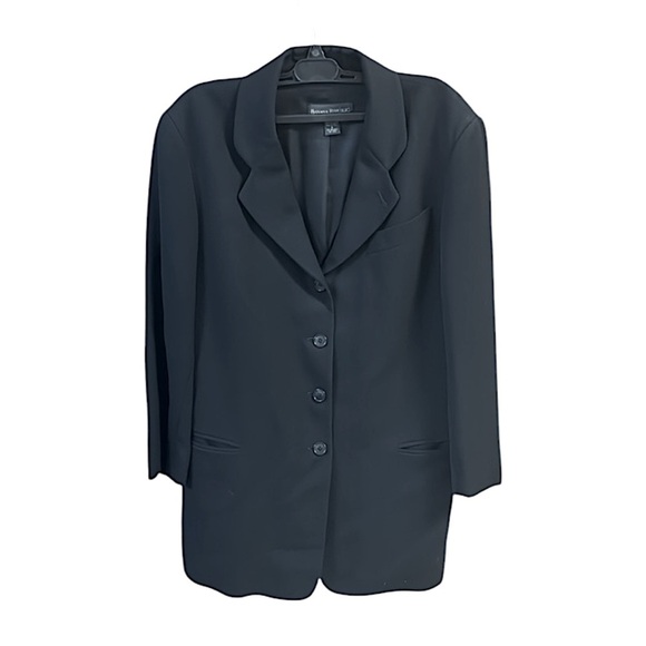 Banana Republic Blazer Jacket wool black Made in Italy long line Sz 8 - Picture 1 of 11